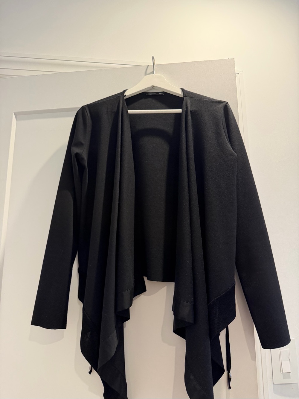 Zara Black Open Front Draped Cardigan